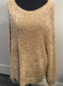 New NWT 118.00 Tahari Gold Metallic Plus size 3X Warm Thick Sweater
