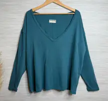 Free People tee shirt cotton jersey oversized top v-neck Small