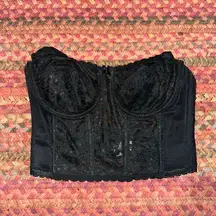 VINTAGE SEXY BLACK LACE BUSTIER CROP CORSET TOP