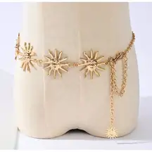 Gold Sun Waist Chain Belt Retro Boho Body Jewelry‎ Gift Ready Accessory