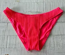 Becca Textured Ribbed Bikini Bottoms‎ NWT size Large Hot Pink Swimsuit