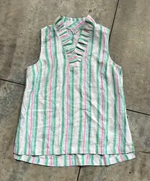 NWOT crown and Ivy pink green blue and white longer shirt