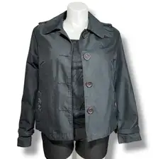 Vintage Merona Womens Dress Coat Jacket Button Close Collared Buckle Cuff Black