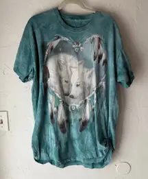 The Mountain‎ XL Wolf Native Tribal Feather Teal Dream Catcher Oversized T Shirt