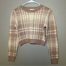 Altar’d State Plaid Cropped Knit Pullover Boxy Fit Sweater Women’s Size Small