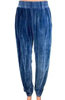 Missguided Blue Velour Velvet Elastic Waist Sweat Pants Jogger Track Pants Sz 4
