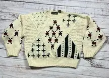 Outback red crewneck sweater knit patchwork vintage size medium wool