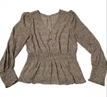 Sienna Sky blouse top - black & white - elastic waist and cuffs - large. Flattering. Gently used - no flaws. Smoke free home.