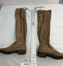 Womans Yoki Otk Boots 8.5 Brown 1/4 Zip Tie Detail