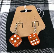 Ashin Jewels Orange Dice Retro Y2K Dangly Earrings