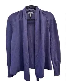 AQUA 100% Cashmere Navy Drape Front Cardigan M Soft Layering Knit Quiet Luxe GUC