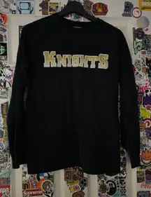 Knights Vintage High School College Wear Black Long Sleeve Crew Neck