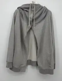 Athleta Wrappers Delight Gray High Cowl Neck Foldover Sweater Jacket Large