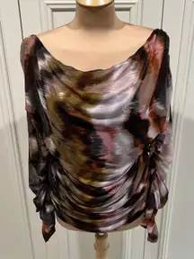 City Chic Women's Mesh Miranda Print Top Size 18 Abstract Boho Chic‎ Sexy GNO