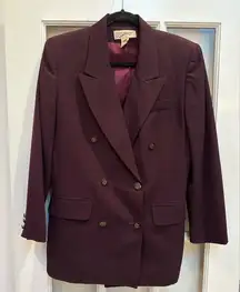 Vintage Jones New York Country Oversized 100% Y2K Wool Plum Jacket Blazer Size 8