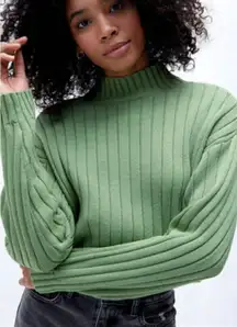 Pacsun LA Hearts Sailing Mock Neck Cropped Ribbed Green  Cotton Sweater XS