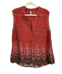 Live 4 Truth 2X Red Geometric Sleeveless Blouse Boho Festival Top Plus Size