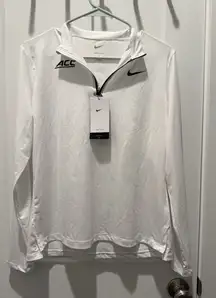 Nike Women's Dri-fit 1/4 Zip Long Sleeve Top White Medium M ACC College Sports