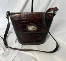 Brown and Black Leather Crossbody Bag