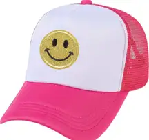 Preppy Smiley Face Pink Hat