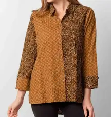 Habitat  Bronze & Black Spot On Shaped Button Down Size XS