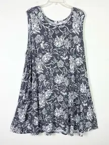 Joie Black & White Floral Sleeveless Swing Mini Dress with Pockets Size 3X
