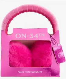 Brand New On 34th Women's One Size Faux Fur Pink Plush Ear Muffs $44
