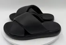 FitFlop iQushion D-luxe Padded Size 8 EU 39 Black Leather Criss Cross Sandals