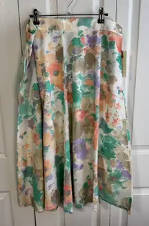 Classic Directions watercolor floral midi skirt size 36