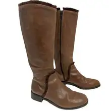 Migliorini Riding Calf Boots Womens 7.5 Brown Leather w/Ruffles