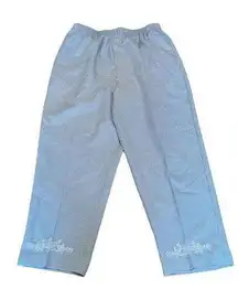 VNGT BonWorth Gingham Women’s Straight Leg Trousers Size XLP Embroidered Flowy