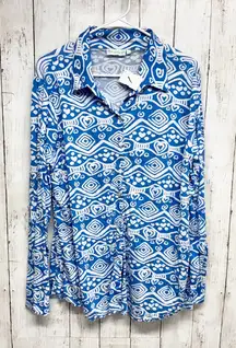 Vintage Lulu-B Blouse Women Size Medium Multi Collared Long Sleeve Button Down