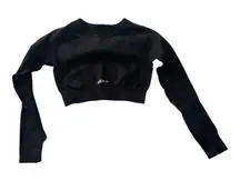 Echt women's medium crop black long sleeve work out top athletic gym lulu work o