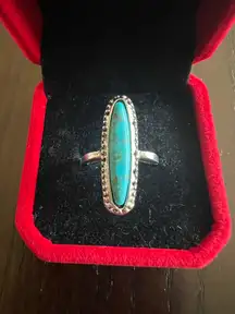 Boho Turquoise Oval Shape Gemstone Boho Statement Ring Size 6
