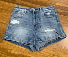 Pacsun Mom Shorts Womens Size 28 Distressed Denim Cuffed‎ Hem Blue Wash Cotton