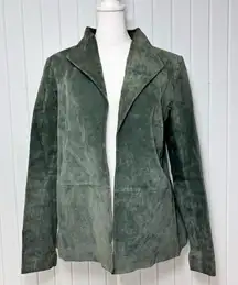 Margaret Godfrey Bloomingdale's Elegant Vintage Green Leather Suede Blazer 4