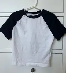 H&M White Shirt With Black Short Sleeves And Black Collar