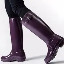 Hunter Original High Gloss Purple Tall Waterproof Rain Boot Size 6