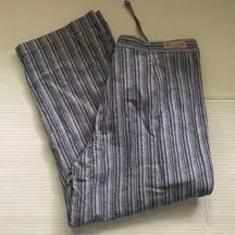 Y2K vintage Columbia women’s striped blue linen button crop pants, size small