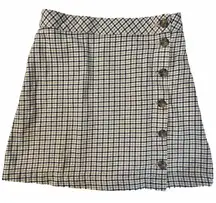 H&M‎ Divided Tan Black And White Mini Skirt Button Up Size 4