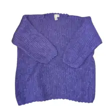 Vintage Oversized Purple Mohair Wool Sweater Rebecca Moses 90s Fashion Crewneck