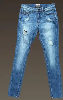 Denim‎ Blvd Medium Wash Distressed Skinny Jeans Sz 1