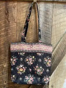 Vera Bradley  CHOCOLATE BROWN-FLOWERED TOTE PURSE- RETIRED PATTERN