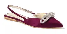 NEW Lilly Pulitzer Purple Satin Slingback Flat with Rhinestone Bow size 7.5