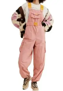 Free People Movement Morning Meadow Overall Jumpsuit Matte Rose Orange Mesh XS