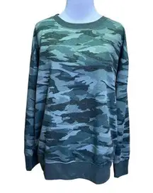 Splendid  Green Camo Camouflage Crew Neck Sweater Size Medium