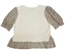 Anthropologie Layered Poplin Sleeve Sweater Size XLarge