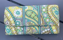 Vera Bradley wallet‎ LEMON PARFAIT Clutch Magnetic Yellow Grey Aqua Paisley