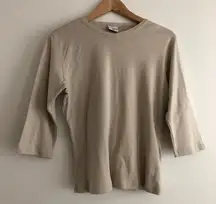 Columbia‎ Knit Top Tee Shirt Sweater short sleeve Beige 3/4 Sleeve