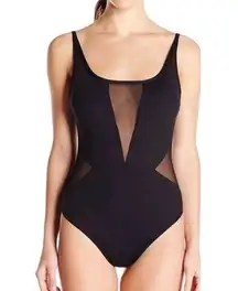 La Blanca Mesh Insert One Piece Swimsuit Black US 14 M0261